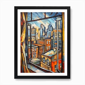 Window View Of Toronto Canada In The Style Of Cubism 4 Art Print