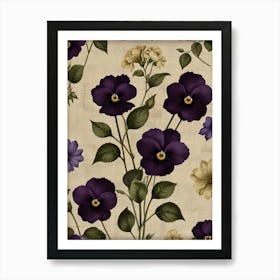 Default Rustic February Birth Flower Violet Black Cream 1 Art Print