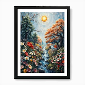 Sun And Flowers Art Print