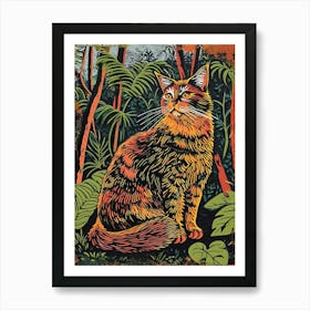 Balinese Cat Relief Illustration 1 Art Print