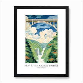 New River Gorge Bridge, West Virgina Colourful 4 Travel Poster Art Print