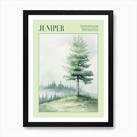 Juniper Tree Atmospheric Watercolour Painting 3 Poster Art Print