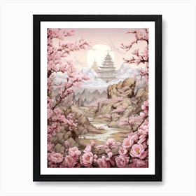 Cherry Blossom Victorian Style 0 Art Print