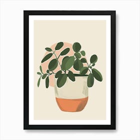 Jade Plant Minimalist Illustration 2 Art Print