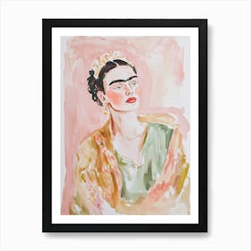 Frida Aquarell Malerei, Pastel boho Style Art Print