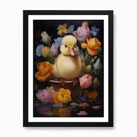 Floral Duck Painting Art Print