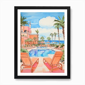 The Resort At Pelican Hill   Newport Beach, California   Resort Storybook Illustration 3 Art Print