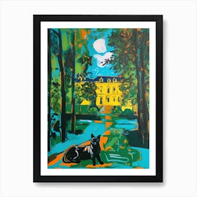 A Painting Of A Cat In Versailles Gardens, France In The Style Of Pop Art 01 Art Print