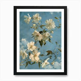 White Flowers Against A Blue Sky Art Print