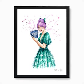 Girl Reads A Magic Book Art Print