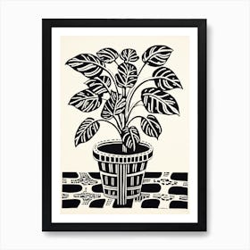 B&W Plant Illustration Cast Iron 1 Art Print