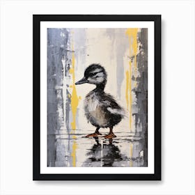 Duckling Grey Brushstrokes 2 Art Print