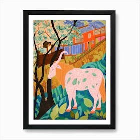 Maximalist Animal Painting Goat Art Print