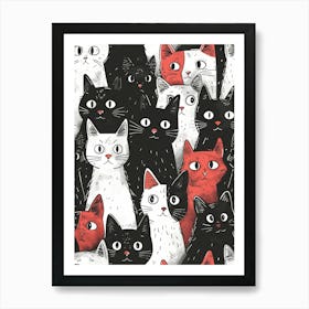 Perfectly Repeatable Artwork With Cute Cat Faces 67 Art Print