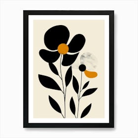 Black And Yellow Flowers Art Print