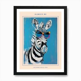 Kitsch Portrait Of A Zebra In Sunglasses 4 Poster Art Print