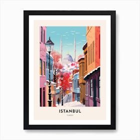 Vintage Winter Travel Poster Istanbul Turkey 2 Art Print