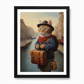 Venice Cat Tourist Animal lover Art Print