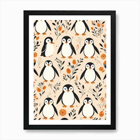 Floral Cute Baby Penguin Nursery (16) Art Print