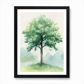 Mahogany Tree Atmospheric Watercolour Painting 5 Art Print