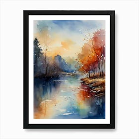 Watercolor Of A River 11 Art Print