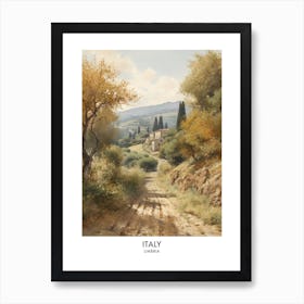 Umbria, Italy 3 Watercolor Travel Poster Art Print