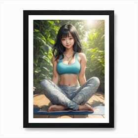Asian Girl In Yoga Pose Art Print