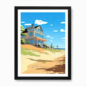 The Hamptons New York, Usa, Flat Illustration 4 Art Print