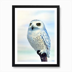 Snowy Owl 2 Watercolour Bird Art Print