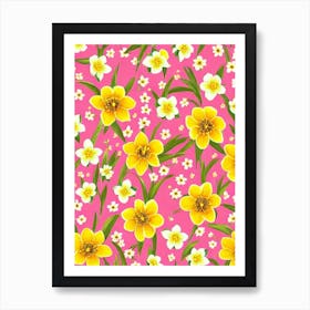 Daffodil Floral Print Warm Tones 1 Flower Art Print