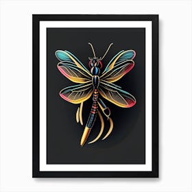 Black Saddlebags Dragonfly Tattoo 1 Art Print