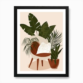 Living Room With Plants 2 Art Print