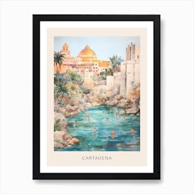 Swimming In Cartagena Spain Watercolour Poster Art Print