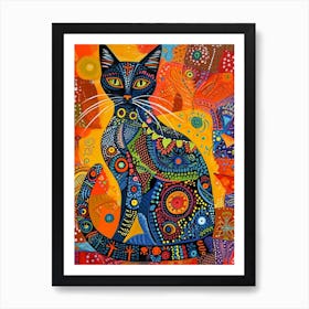 Kitsch Colourful Cat Portrait 3 Art Print