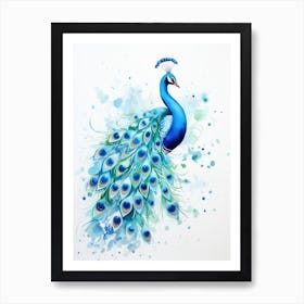 Peacock Watercolor Painting 3 Art Print