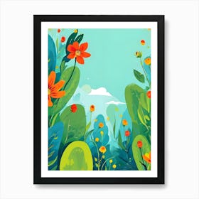 Colorful Flowers In The Garden Art Print