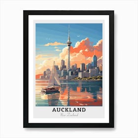 Auckland Skyline Travel Art Print