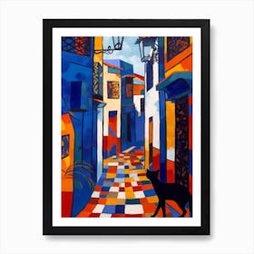 Painting Of Marrakech With A Cat 4 In The Style Of Matisse Art Print