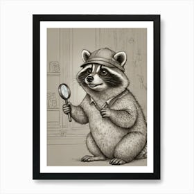 Raccoon With Magnifying Glass 1 Art Print