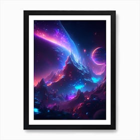 Dwarf Galaxy Neon Nights Space Art Print