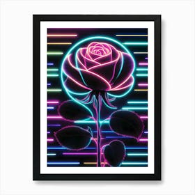 Neon Rose Wallpaper Art Print