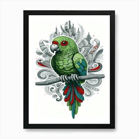 Nugget Parrot On A Branch Art Print