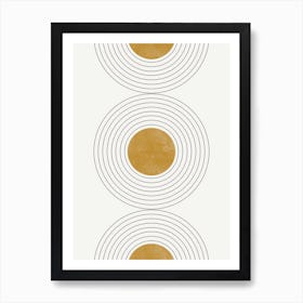 Retro Gold Circles Art Print