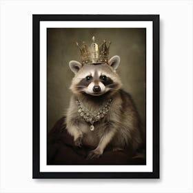 Vintage Portrait Of A Barbados Raccoon Wearing A Crown 3 Art Print