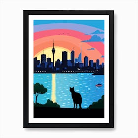 Sydney, Australia Skyline With A Cat 2 Art Print