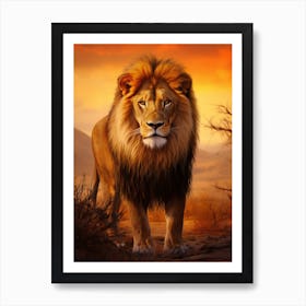 African Lion Sunset Portrait 1 Art Print