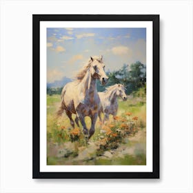 Horses Painting In Transylvania, Romania 3 Art Print