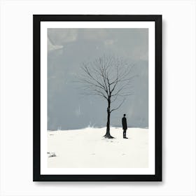 Winter Lone Tree, Minimalism Art Print