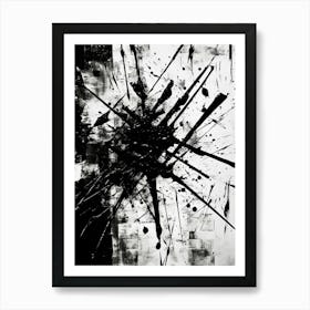 Chaos Abstract Black And White 9 Art Print