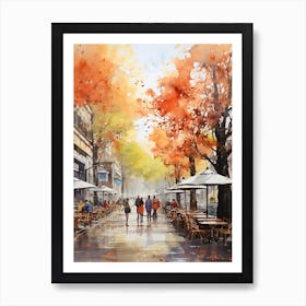 Sofia Bulgaria In Autumn Fall, Watercolour 4 Art Print